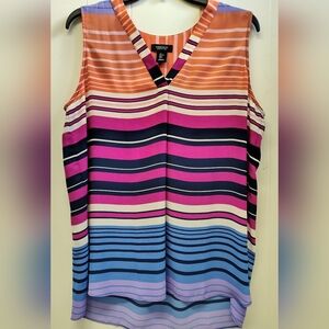 Jones & CO Striped V-Neck Sleeveless Top Size L